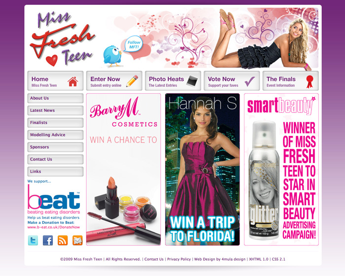 Miss Fresh Teen Content Managed Website Launched Nov 2009 Visit website