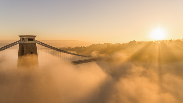 Clifton Suspension Bridge Sunset Fog